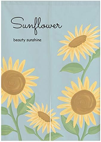 Japanese Noren Curtain Sunflower Print Doorway Decor