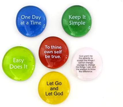 Lifeforce Glass Recovery Stones with 12 Step Sayings