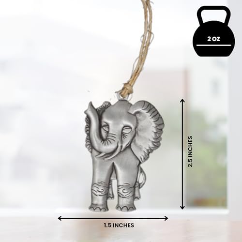 Happy Elephant Pewter Window Hanging Ornament with Satin Finish