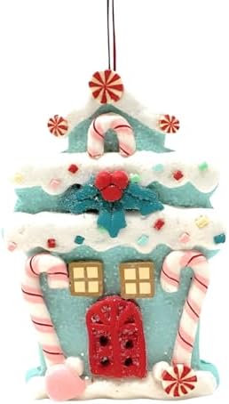 Blue Gingerbread House Hanging Christmas Ornament 5 Inches