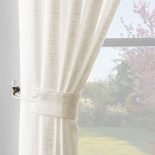 Melodieux Ivory Cream Linen Curtains 63 Inches 2 Panels
