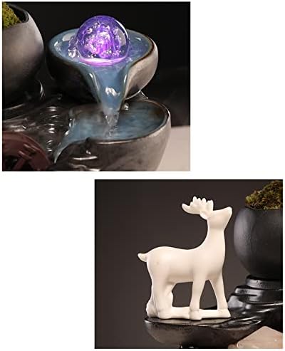 Black Ceramic Table Fountain with Mist and Animal Sculpture