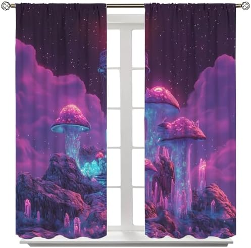 Fantasy Crystal Mushroom Curtain 2 Panels 21x45 Inch
