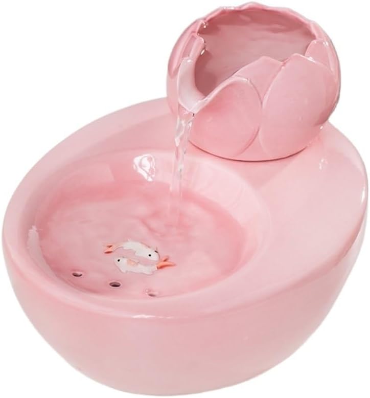 YUHUAWF Pink Tabletop Ceramic Fountain Humidifier Water Feature Ornament
