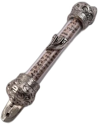 Mezuzah Glass Door Silver Judaism Prayer from Jerusalem Non Kosher Scroll 1