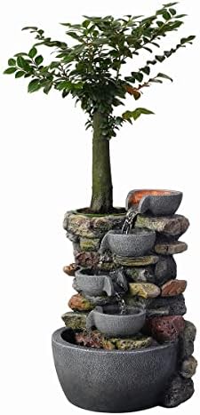 Haobos Indoor Fountain 4-Bowl Rockery Tabletop Decor