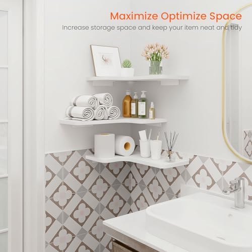 Homode Corner Floating Shelves Set of 3 White