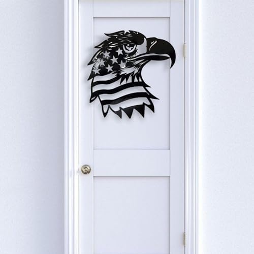 Patriotic Bald Eagle American Flag Metal Wall Art 30 Inches