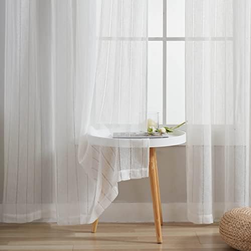 Home Brilliant Striped Semi Sheer Curtains 2 Panels 54x72
