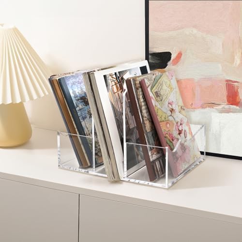 Mezchi Acrylic Magazine Holder with 3 Vertical Compartments