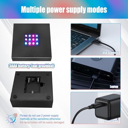 2Pcs Square LED Light Display Base Black