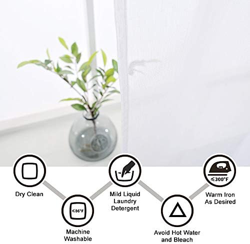 NICETOWN Sheer Curtain Panels for Dining Room 2 Panels White 55x72 Inches