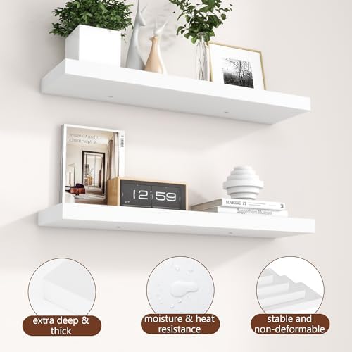 Fuqing 30 Inch White Floating Shelves Set of 2