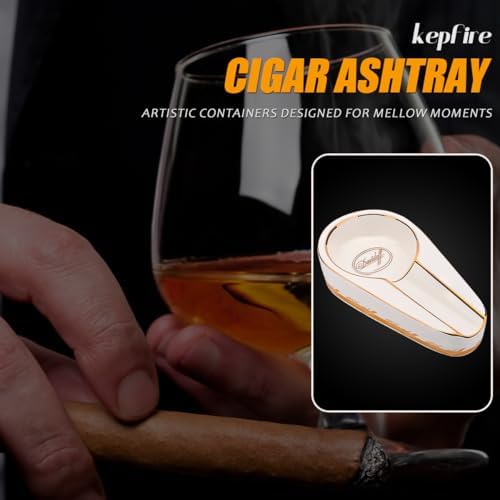 Kepfire Cigar Ashtray Portable Luxury White Ceramic