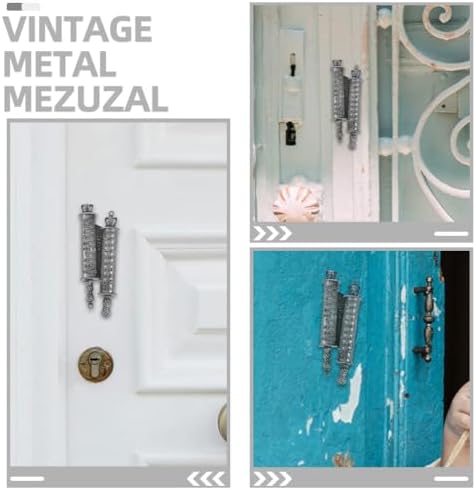 Luxshiny Pewter Mezuzah with Scroll Door Decor