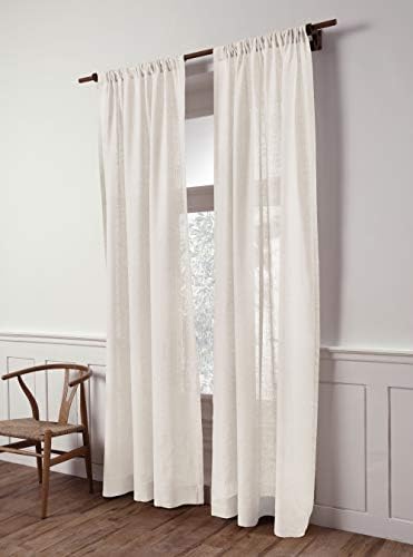 Solino Home Flax Linen Sheer Curtain 45 Inch Panel Ivory