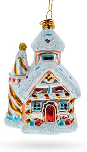 Candy-Coated Gingerbread House Glass Christmas Ornament