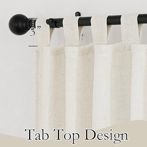 RYB HOME Linen Sheer Curtains - 52 x 72 2 Panels