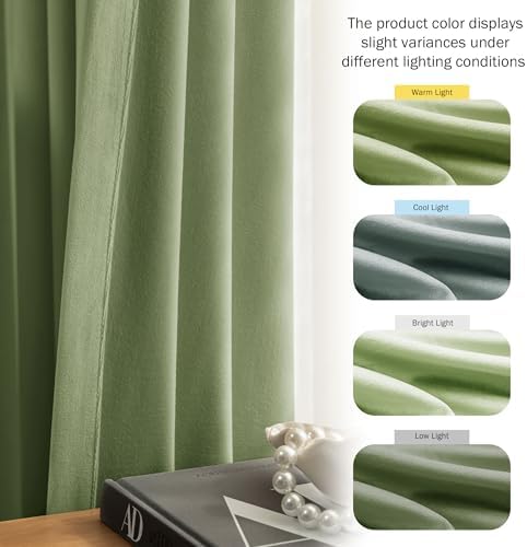 Beauoop Velvet Curtains 72 Inches Long 2 Panels Room Darkening