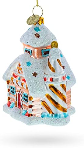 Candy-Coated Gingerbread House Glass Christmas Ornament