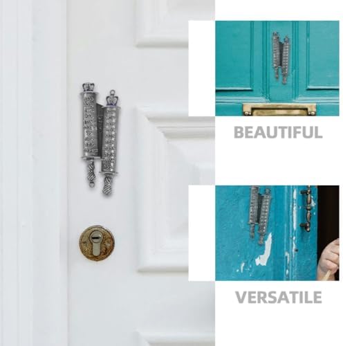 Luxshiny Pewter Mezuzah with Scroll Door Decor