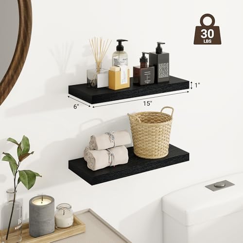 Venusmiles Floating Wall Shelves Black 15x6x1