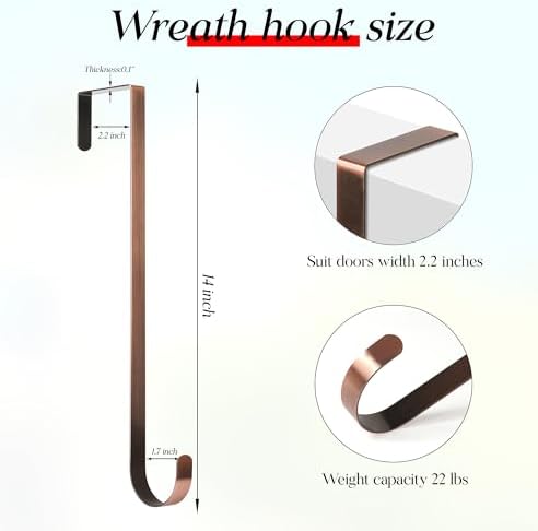 MCFULL 14 Inch Bronze Wreath Hangers for Front Door