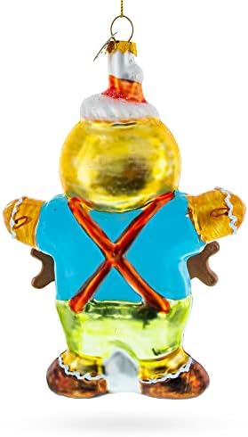 Jolly Gingerbread Man Blown Glass Ornament