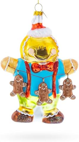 Jolly Gingerbread Man Blown Glass Ornament