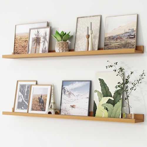 FLYJOE Floating Shelves Set of 2 48 Inch Natural Oak