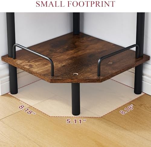 Tajsoon Corner Shelf Stand 3 Tier Rustic Brown