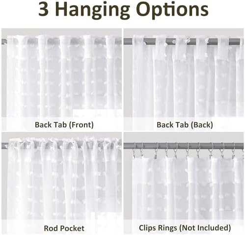 Guken White Pom Pom Curtains 63 Inches Long for Kids Bedroom