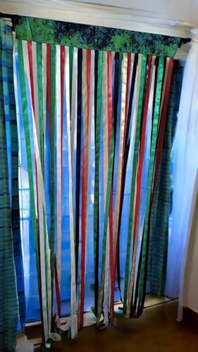 Multicolor Bohemian Door Curtain with Rod Pocket