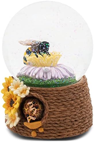 Elanze Designs Musical Snow Globe with Honey Bee Hive
