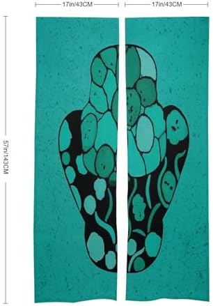 Turquoise Black Door Curtain Panel 17x57 Inch