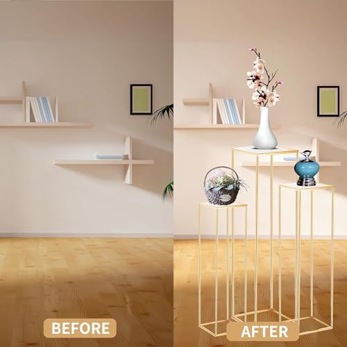 Kapaga 3pcs Gold Metal Plant Stand Display