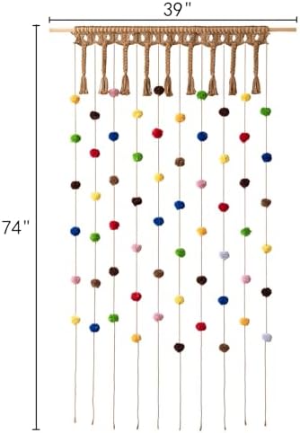 IOWER Pom Pom Macrame Curtain for Kids Room Decor