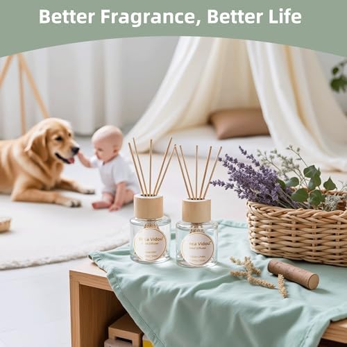 Binca Vidou Reed Diffuser Set Lavender Linen Natural Scent
