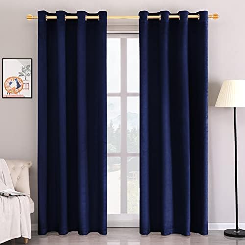 Super Soft Luxury Velvet Curtains 2 Panels Navy