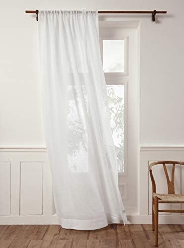 Solino Home Flax Linen Sheer Curtain 45 Inch Panel