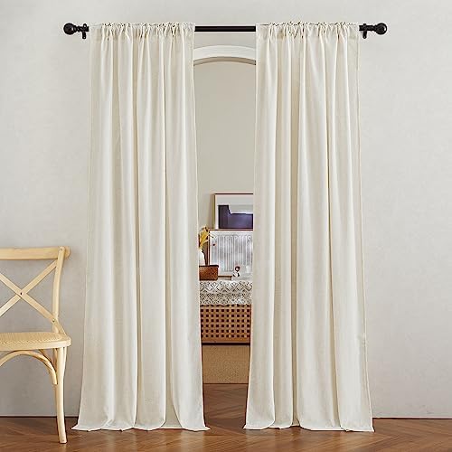 NICETOWN Natural Linen Curtains 2 Panels Set 80 Inches Long