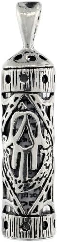 Sterling Silver Mezuzah Necklace with Hamsa Cut Out