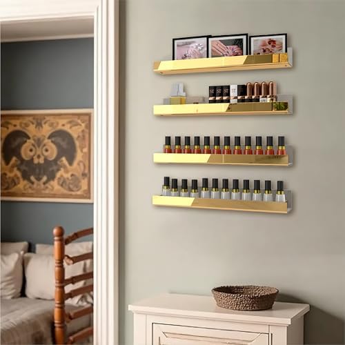 4 Pack 15 Inch Gold Reflective Acrylic Shelves