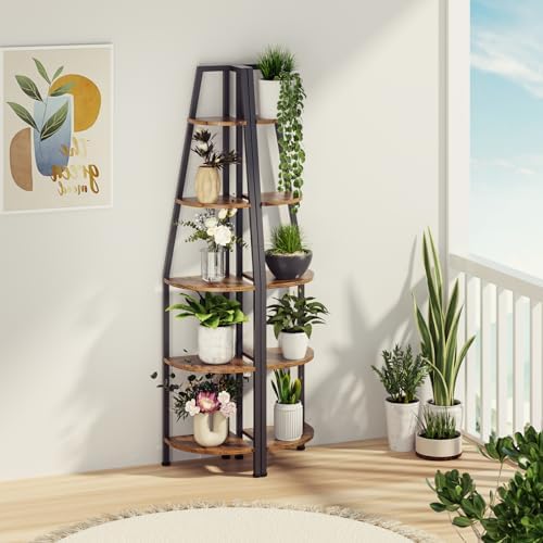 Furnulem 5 Tier Corner Shelf with LED Light