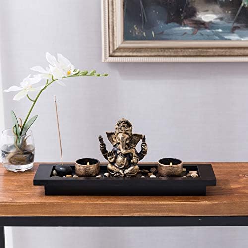 MyGift Mini Zen Garden with Ganesh Statue and Candles