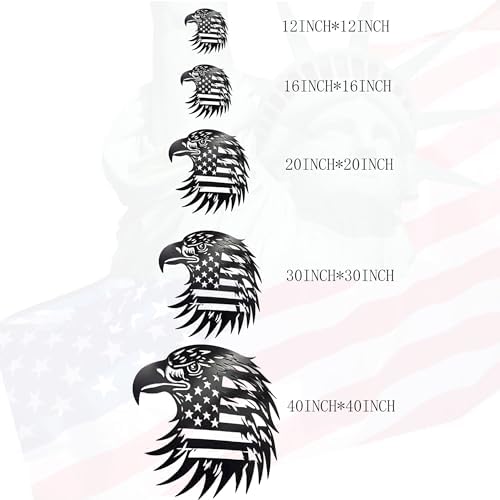 Patriotic Bald Eagle American Flag Metal Wall Art 16 Inch Hanging Sculpture