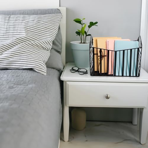 Noamus Metal Magazine Holder with Handles Black