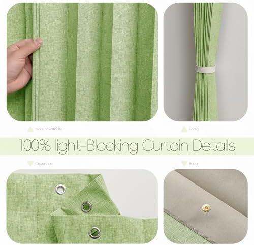Jilron Blackout Door Curtain Linen Style 1 Panel W52 x L78 Green