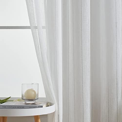 Home Brilliant Striped Semi Sheer Curtains 2 Panels 54x72