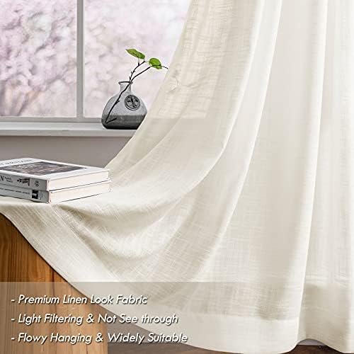 Melodieux Ivory Cream Linen Curtains 63 Inches 2 Panels